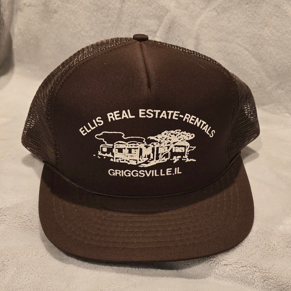 Ellis Real Estate Rentals Griggsville IL Trucker Hat Brown Mesh Snapback‎